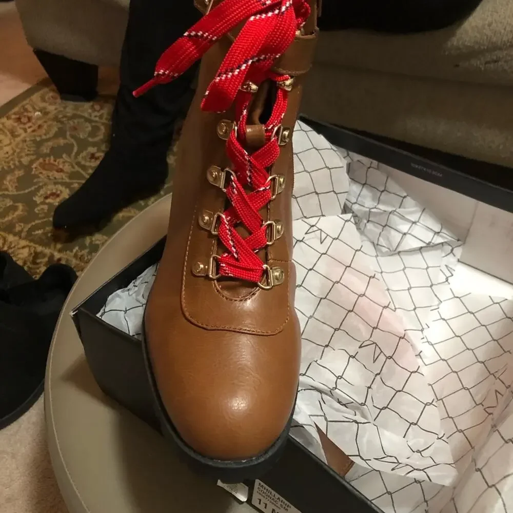 Material Girl Women’s Hillari Leather Booties. New in Box.